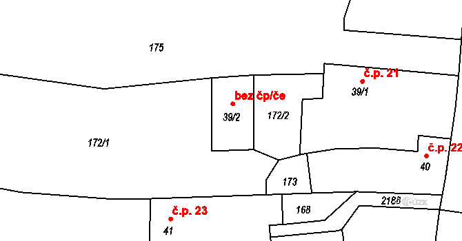 Borotín 43640443 na parcele st. 39/2 v KÚ Borotín u Tábora, Katastrální mapa