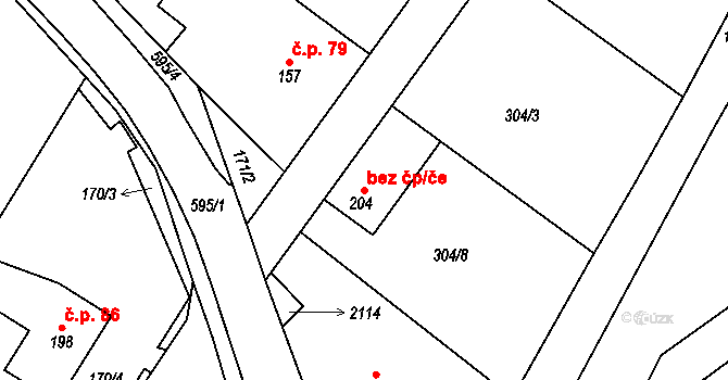 Racková 47858443 na parcele st. 204 v KÚ Racková, Katastrální mapa