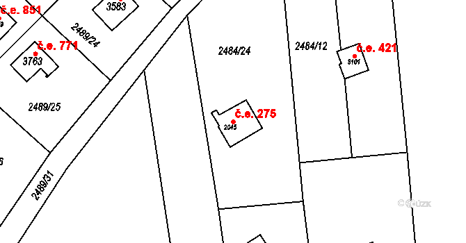Česká Třebová 49067443 na parcele st. 2045 v KÚ Česká Třebová, Katastrální mapa