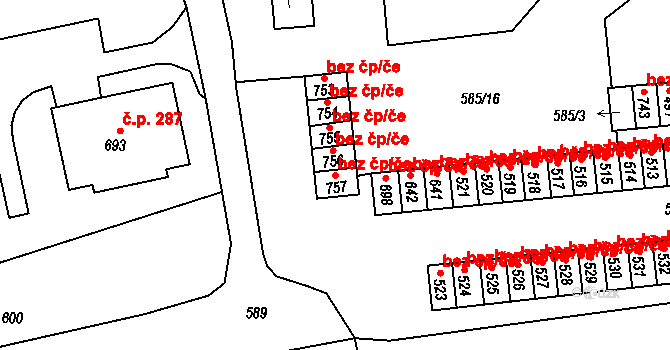 Loučovice 49206443 na parcele st. 757 v KÚ Loučovice, Katastrální mapa