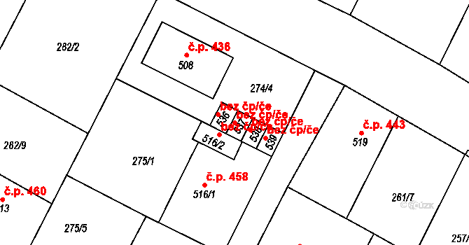 Třebenice 49449443 na parcele st. 537 v KÚ Třebenice, Katastrální mapa