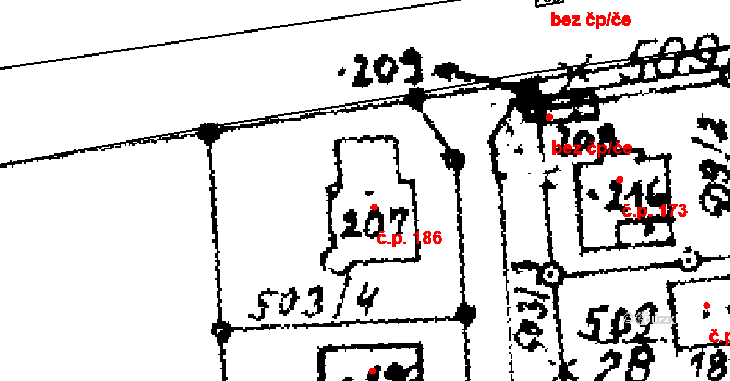 Neuměřice 186 na parcele st. 207 v KÚ Neuměřice, Katastrální mapa