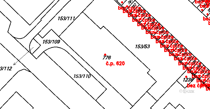 Lobeček 620, Kralupy nad Vltavou na parcele st. 776 v KÚ Lobeček, Katastrální mapa