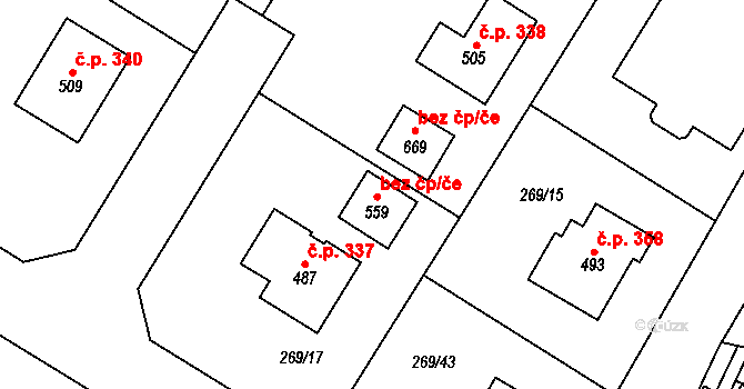 Všeruby 70966443 na parcele st. 559 v KÚ Všeruby u Plzně, Katastrální mapa