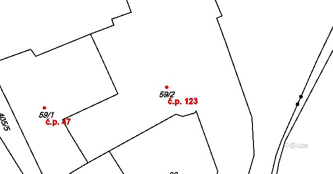 Malá Skalice 123, Česká Skalice na parcele st. 59/2 v KÚ Malá Skalice, Katastrální mapa