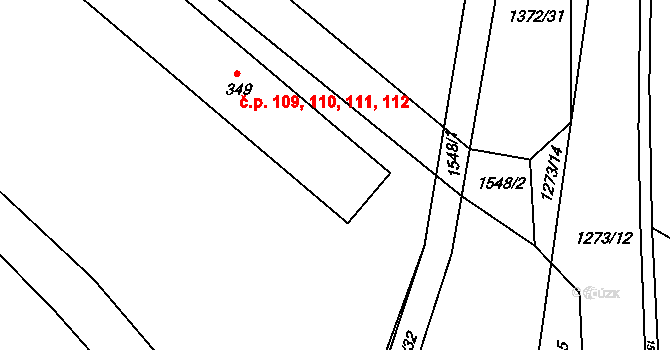 Chvaletice 109,110,111,112 na parcele st. 349 v KÚ Telčice, Katastrální mapa