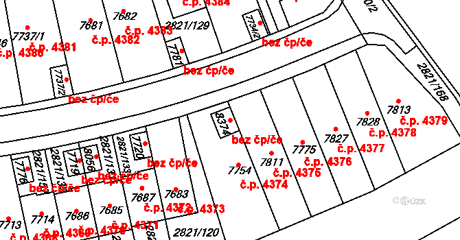 Kroměříž 78129443 na parcele st. 8374 v KÚ Kroměříž, Katastrální mapa