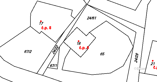 Vřesice 6, Sulíkov na parcele st. 18 v KÚ Vřesice, Katastrální mapa