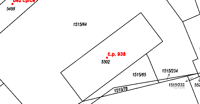 Litomyšlské Předměstí 938, Vysoké Mýto na parcele st. 5502 v KÚ Vysoké Mýto, Katastrální mapa
