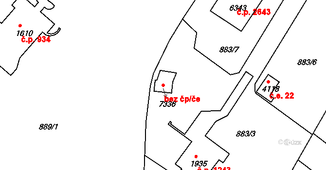 Písek 81004443 na parcele st. 7336 v KÚ Písek, Katastrální mapa