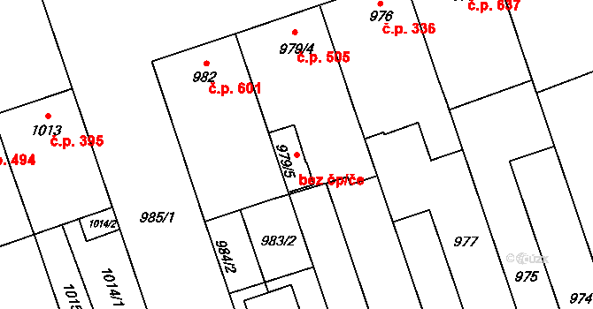 Lužice 83197443 na parcele st. 979/5 v KÚ Lužice u Hodonína, Katastrální mapa