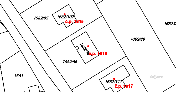 Černošice 1916 na parcele st. 1682/267 v KÚ Černošice, Katastrální mapa