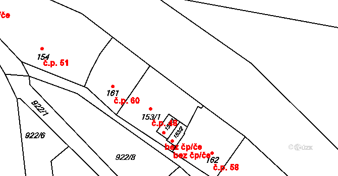 Nové Dobrkovice 48, Český Krumlov na parcele st. 153/1 v KÚ Kladné-Dobrkovice, Katastrální mapa