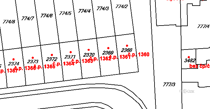 Humpolec 1361 na parcele st. 2369 v KÚ Humpolec, Katastrální mapa