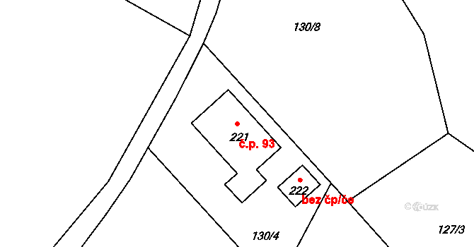 Nová Ves 93 na parcele st. 221 v KÚ Nová Ves u Albrechtic, Katastrální mapa
