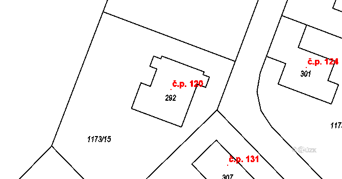 Opatovice I 120 na parcele st. 292 v KÚ Opatovice I, Katastrální mapa