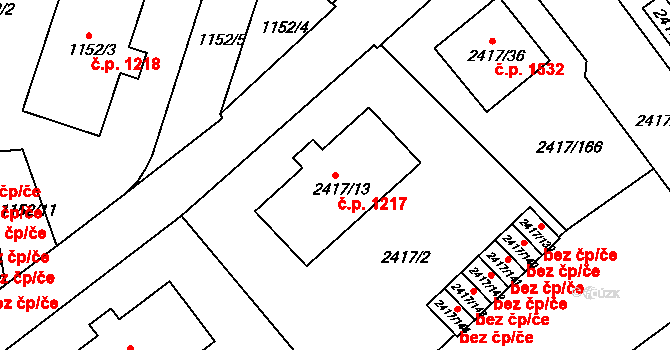Rychnov nad Kněžnou 1217 na parcele st. 2417/13 v KÚ Rychnov nad Kněžnou, Katastrální mapa