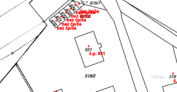 Chotěšov 531 na parcele st. 531 v KÚ Chotěšov, Katastrální mapa