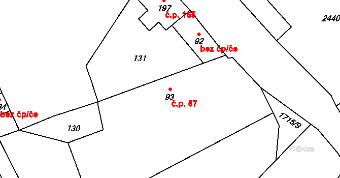 Tymákov 57 na parcele st. 93 v KÚ Tymákov, Katastrální mapa