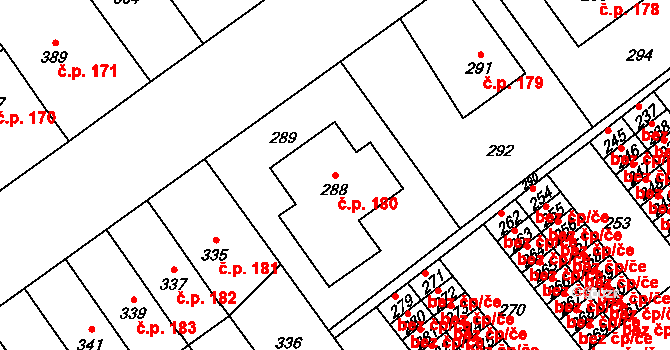 Přerov IV-Kozlovice 180, Přerov na parcele st. 288 v KÚ Kozlovice u Přerova, Katastrální mapa