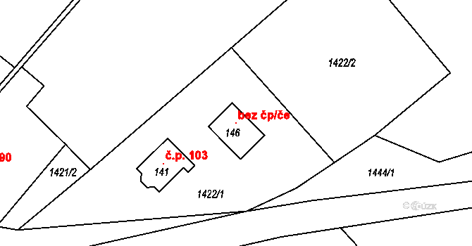 Horušice 119169444 na parcele st. 146 v KÚ Horušice, Katastrální mapa