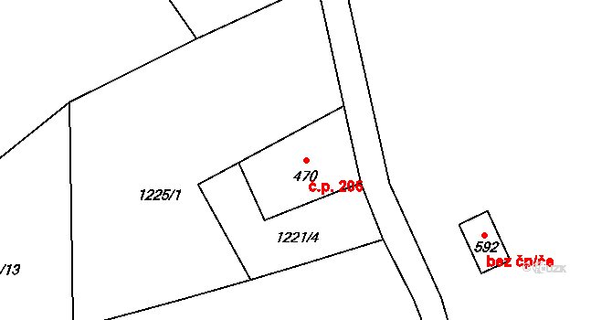 Dolní Maxov 206, Josefův Důl na parcele st. 470 v KÚ Dolní Maxov, Katastrální mapa