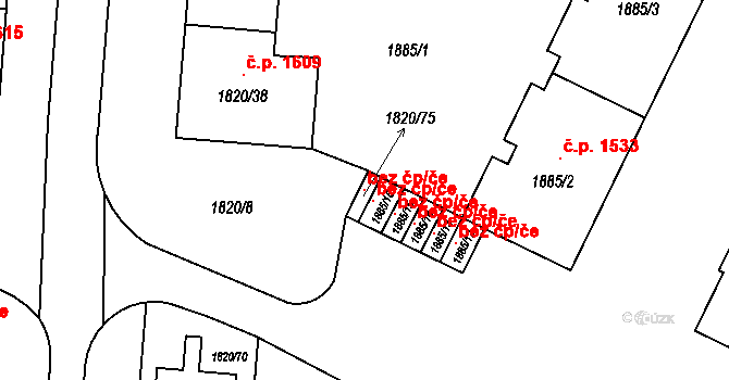 Frýdek-Místek 120447444 na parcele st. 1820/75 v KÚ Místek, Katastrální mapa