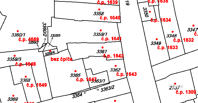 Jihlava 1642 na parcele st. 3361 v KÚ Jihlava, Katastrální mapa