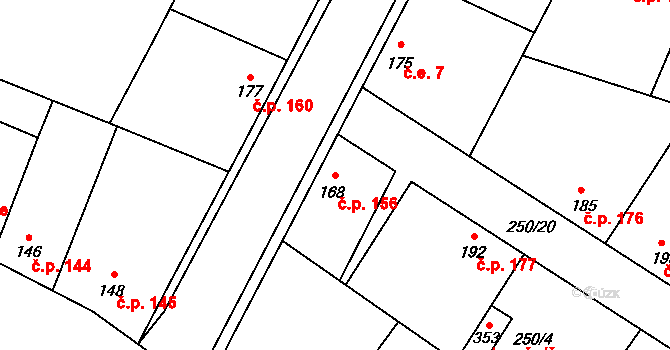 Černuc 156 na parcele st. 168 v KÚ Černuc, Katastrální mapa
