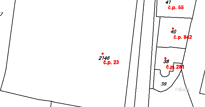 Roztoky 23 na parcele st. 2146 v KÚ Roztoky u Prahy, Katastrální mapa