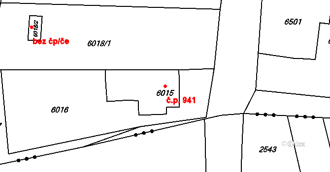 Rychvald 941 na parcele st. 6015 v KÚ Rychvald, Katastrální mapa