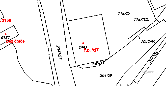 Šumperk 927 na parcele st. 1092 v KÚ Šumperk, Katastrální mapa