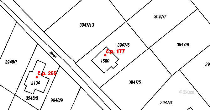 Chrást nad Sázavou 177, Týnec nad Sázavou na parcele st. 1880 v KÚ Týnec nad Sázavou, Katastrální mapa