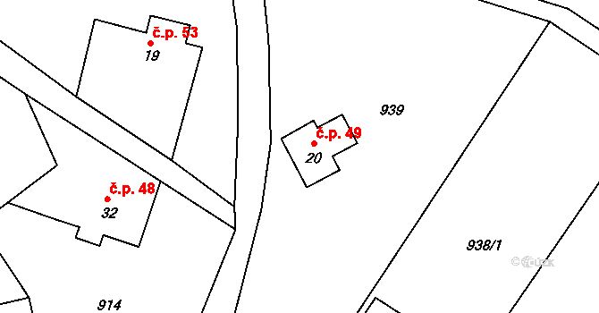 Naděje 49, Cvikov na parcele st. 20 v KÚ Naděje, Katastrální mapa