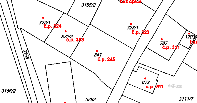 Cvikov II 245, Cvikov na parcele st. 341 v KÚ Cvikov, Katastrální mapa