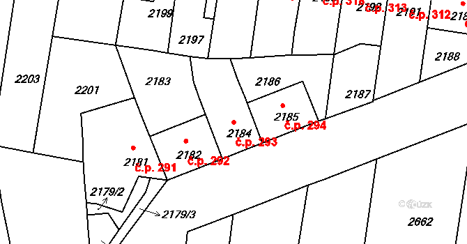 Mimoň I 293, Mimoň na parcele st. 2184 v KÚ Mimoň, Katastrální mapa