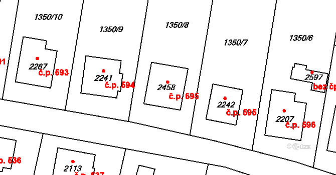 Hovězí 695 na parcele st. 2458 v KÚ Hovězí, Katastrální mapa