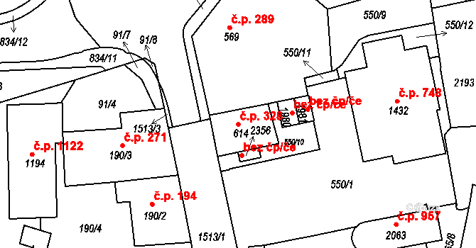 Prachatice II 328, Prachatice na parcele st. 614 v KÚ Prachatice, Katastrální mapa