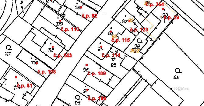Poděbrady II 114, Poděbrady na parcele st. 94 v KÚ Poděbrady, Katastrální mapa