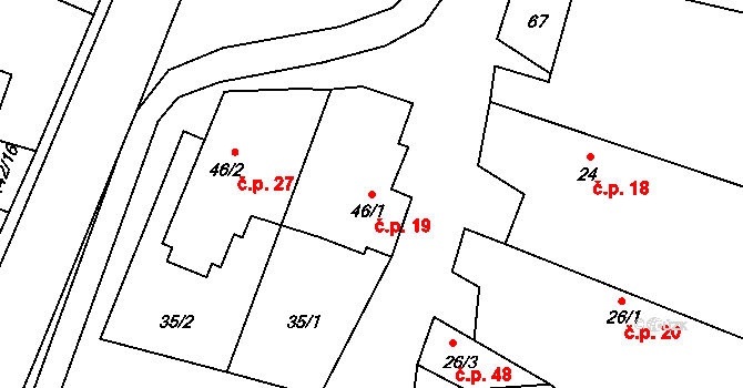 Číhalín 19 na parcele st. 46/1 v KÚ Číhalín, Katastrální mapa