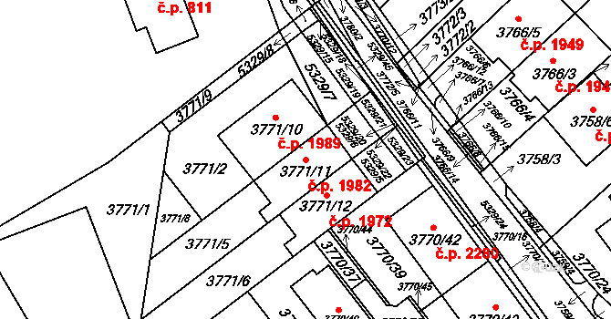 Řečkovice 1982, Brno na parcele st. 3771/11 v KÚ Řečkovice, Katastrální mapa