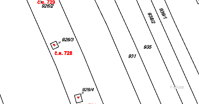 Sadová 596, Brno na parcele st. 928/1 v KÚ Sadová, Katastrální mapa