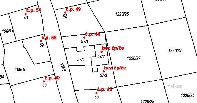 Konětopy 33, Pnětluky na parcele st. 57/2 v KÚ Konětopy u Pnětluk, Katastrální mapa