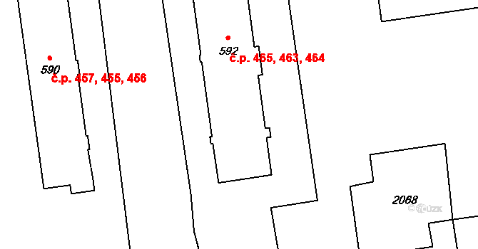 Úšovice 463,464,465, Mariánské Lázně na parcele st. 592 v KÚ Úšovice, Katastrální mapa
