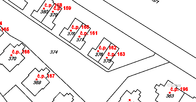 Svatava 162 na parcele st. 376 v KÚ Svatava, Katastrální mapa