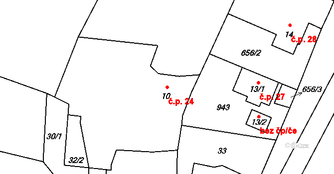 Újezd 24, Černilov na parcele st. 10 v KÚ Újezd u Hradce Králové, Katastrální mapa