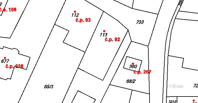 Struhařov 92 na parcele st. 113 v KÚ Struhařov u Mnichovic, Katastrální mapa