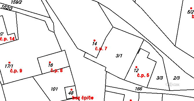 Jiřičná 7, Petrovice u Sušice na parcele st. 14 v KÚ Jiřičná, Katastrální mapa