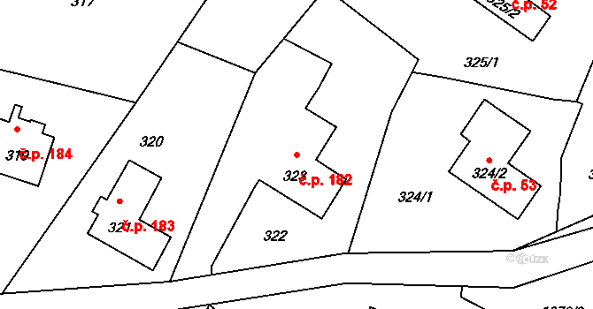 Rumburk 2-Horní Jindřichov 182, Rumburk na parcele st. 323 v KÚ Horní Jindřichov, Katastrální mapa