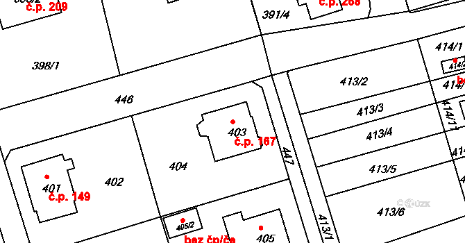 Liberec IX-Janův Důl 167, Liberec na parcele st. 403 v KÚ Janův Důl u Liberce, Katastrální mapa
